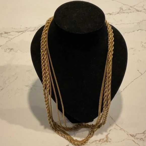 Vintage Monet Elegant Gold 3 strand Necklace 26” - Picture 1 of 5